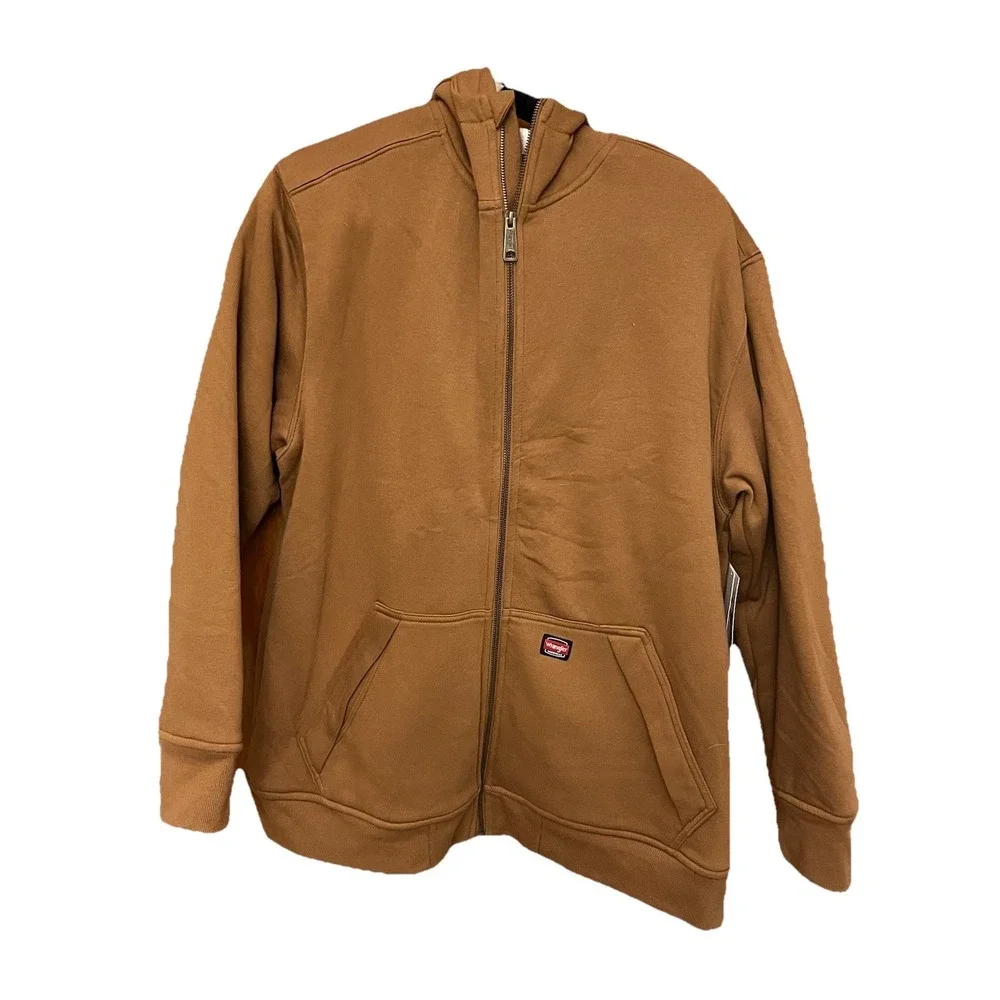 Wrangler Workwear Water Repellant Hoodie Camel Brown Sherpa Lining  Sz XL NWT